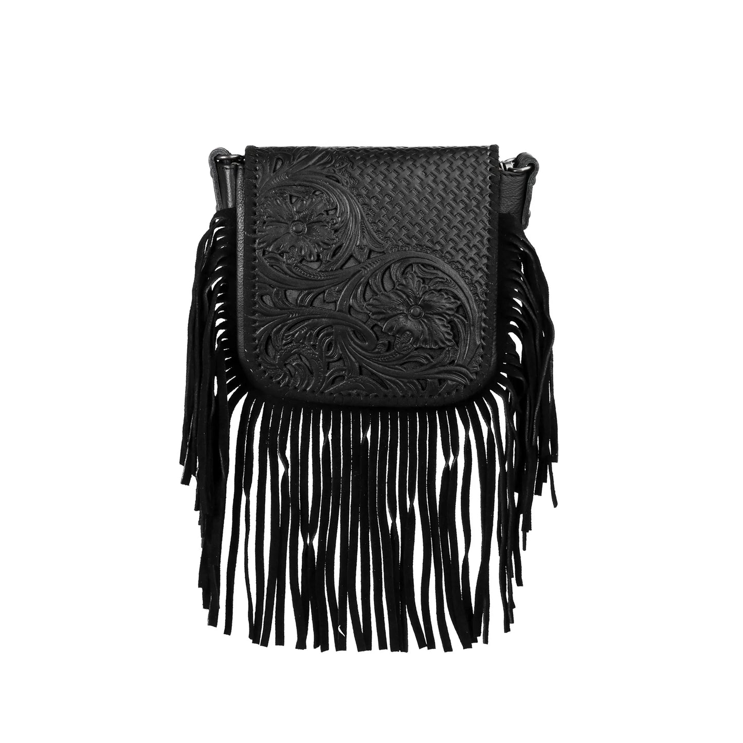 Basketweave Fringe Crossbody