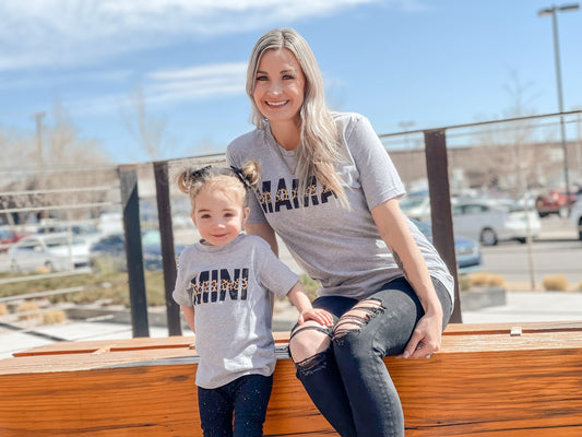 Striped Leopard Momma and Mini Tee