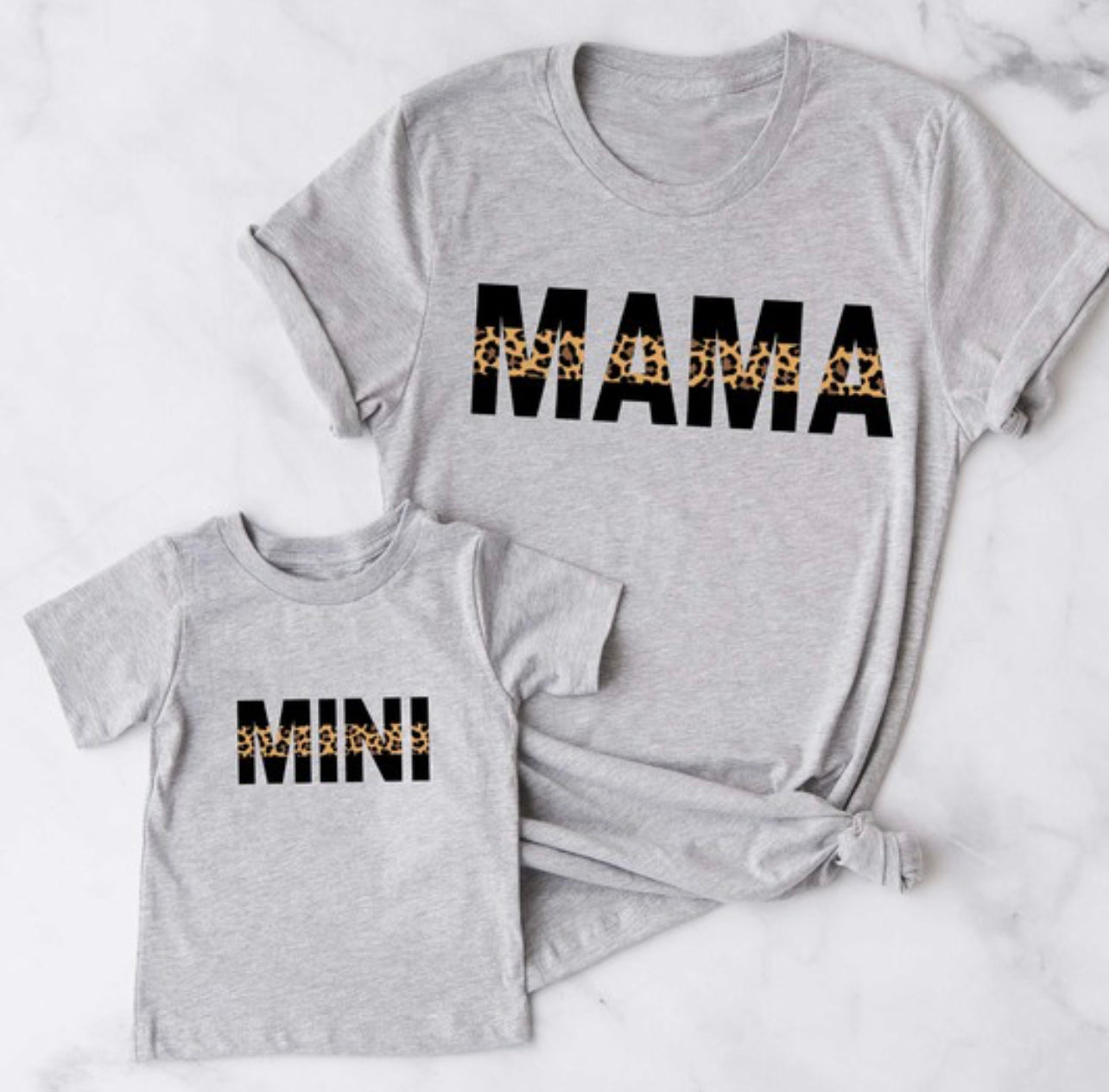 Striped Leopard Momma and Mini Tee