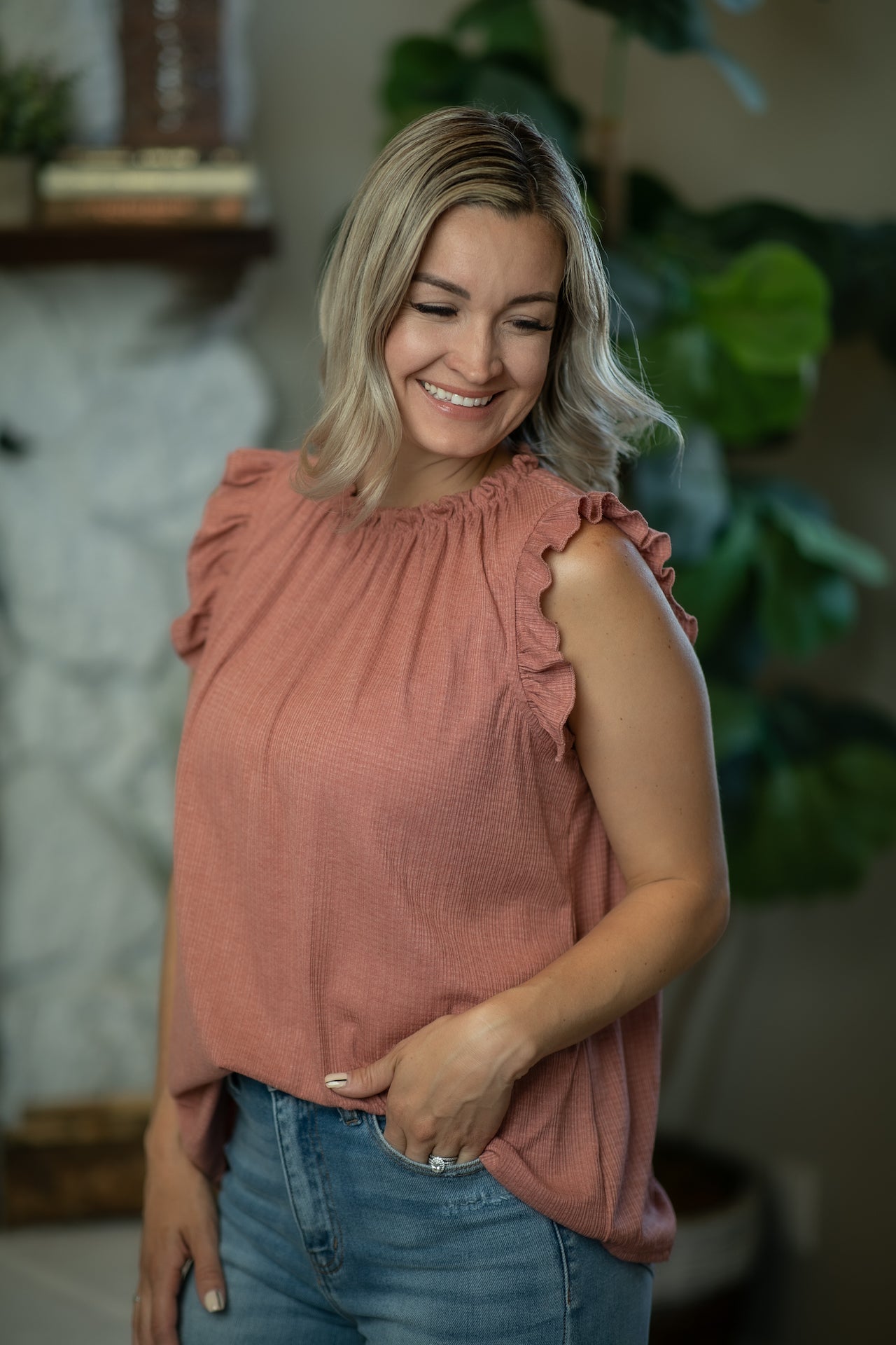 Ruffle Neck Top