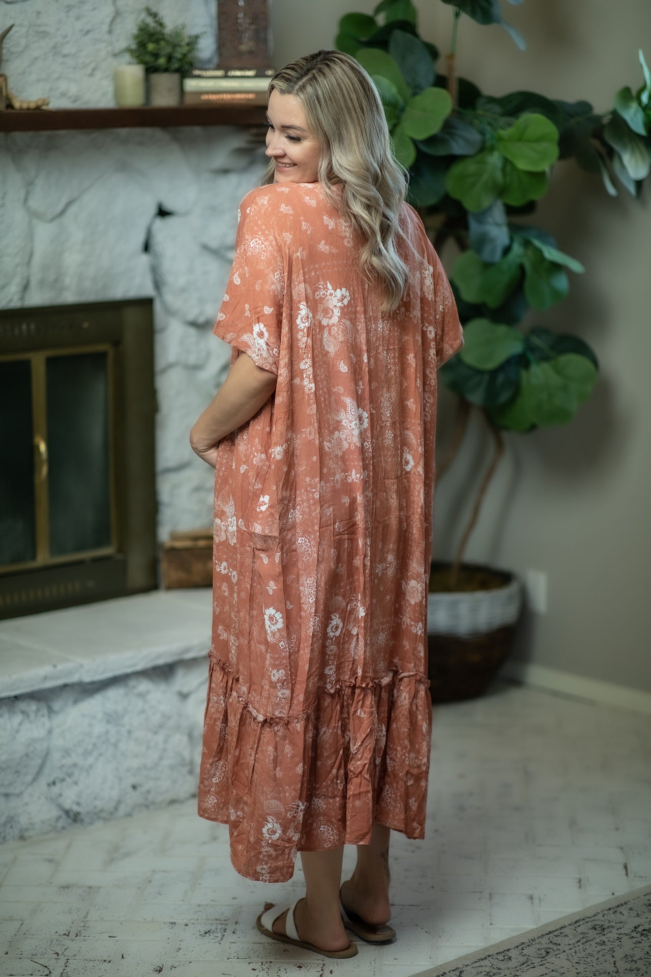 Coral Long Kimono