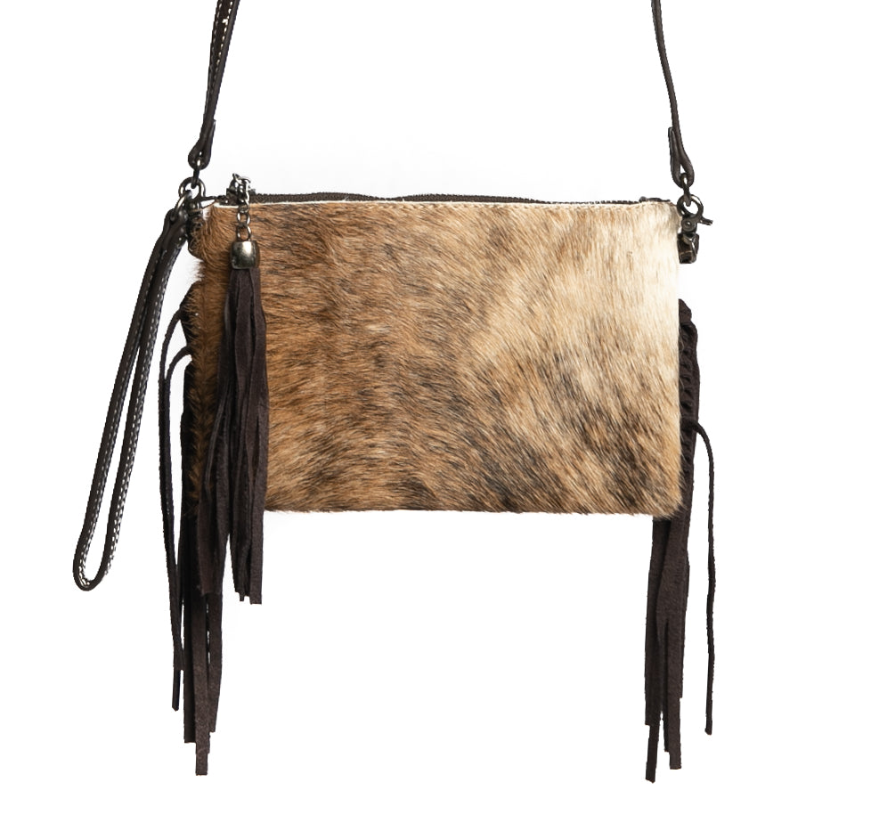 Cowhide Leather Fringe Clutch