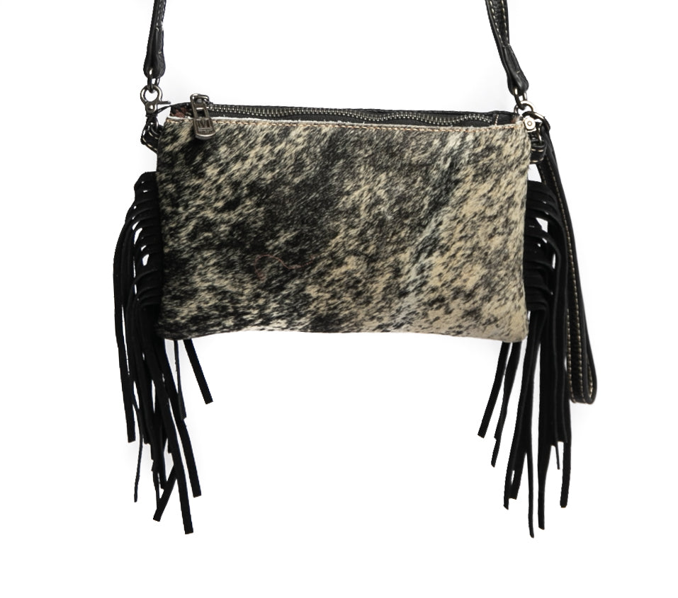 Cowhide Leather Fringe Clutch