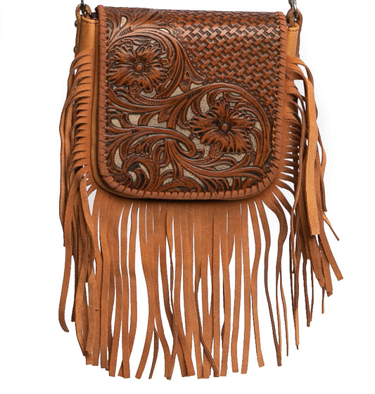 Basketweave Fringe Crossbody