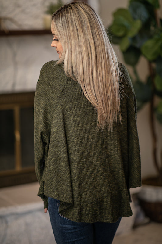 Olive Chambray Cardigan