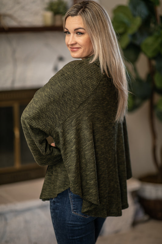 Olive Chambray Cardigan