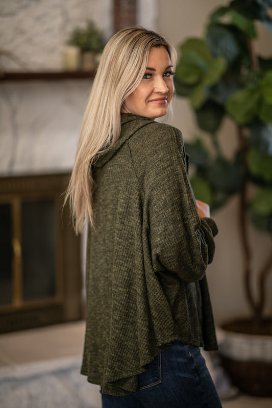 Olive Chambray Cardigan