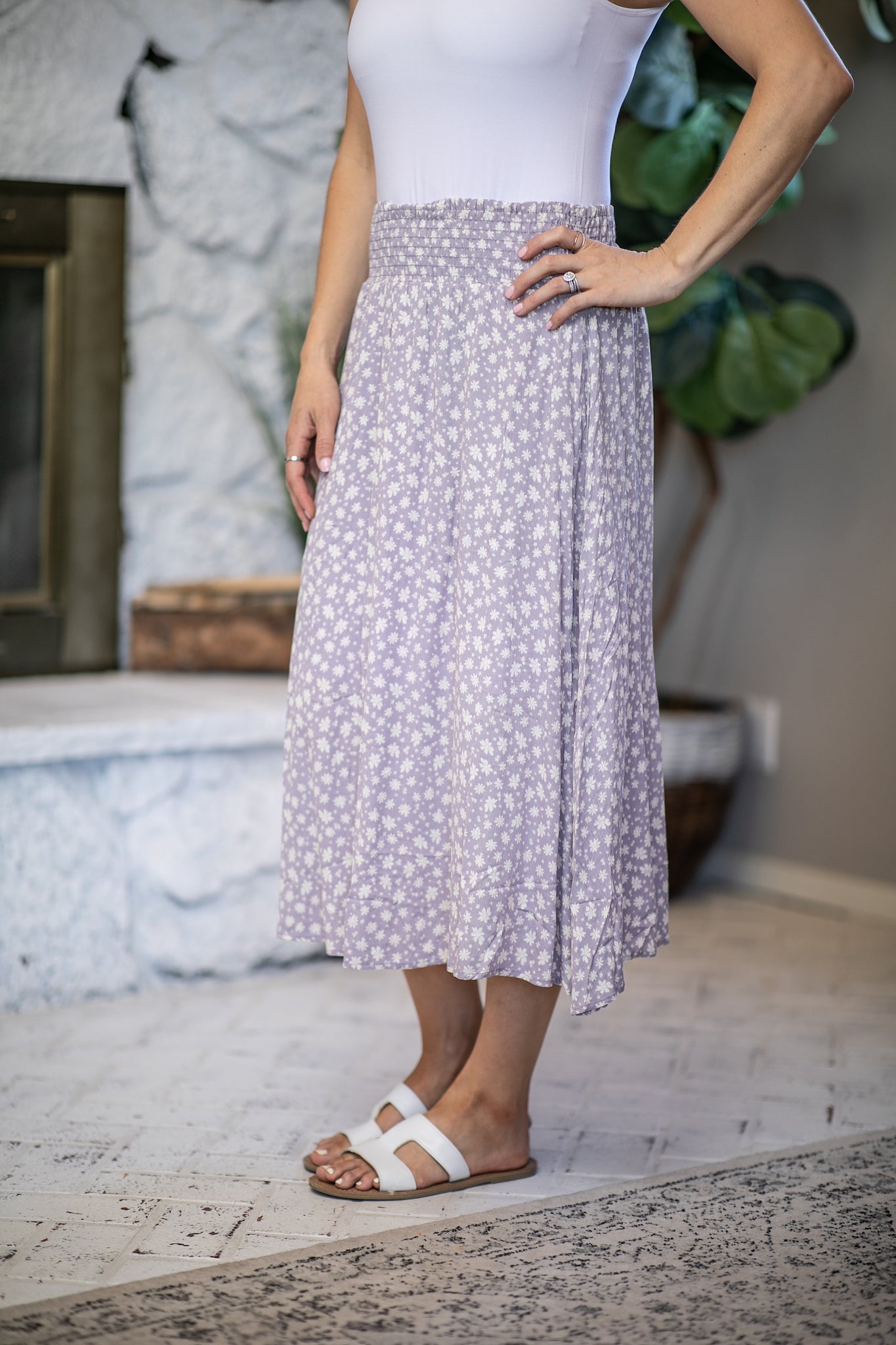 Floral Lavender Midi Skirt