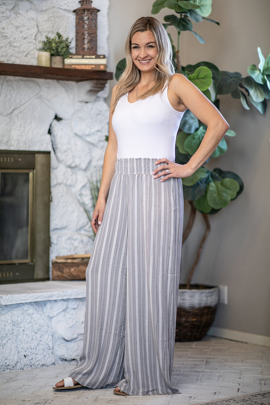 Striped Grey Palazzo Pants