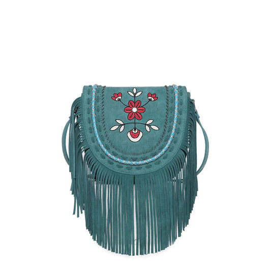 Embroidered Floral Fringe Crossbody