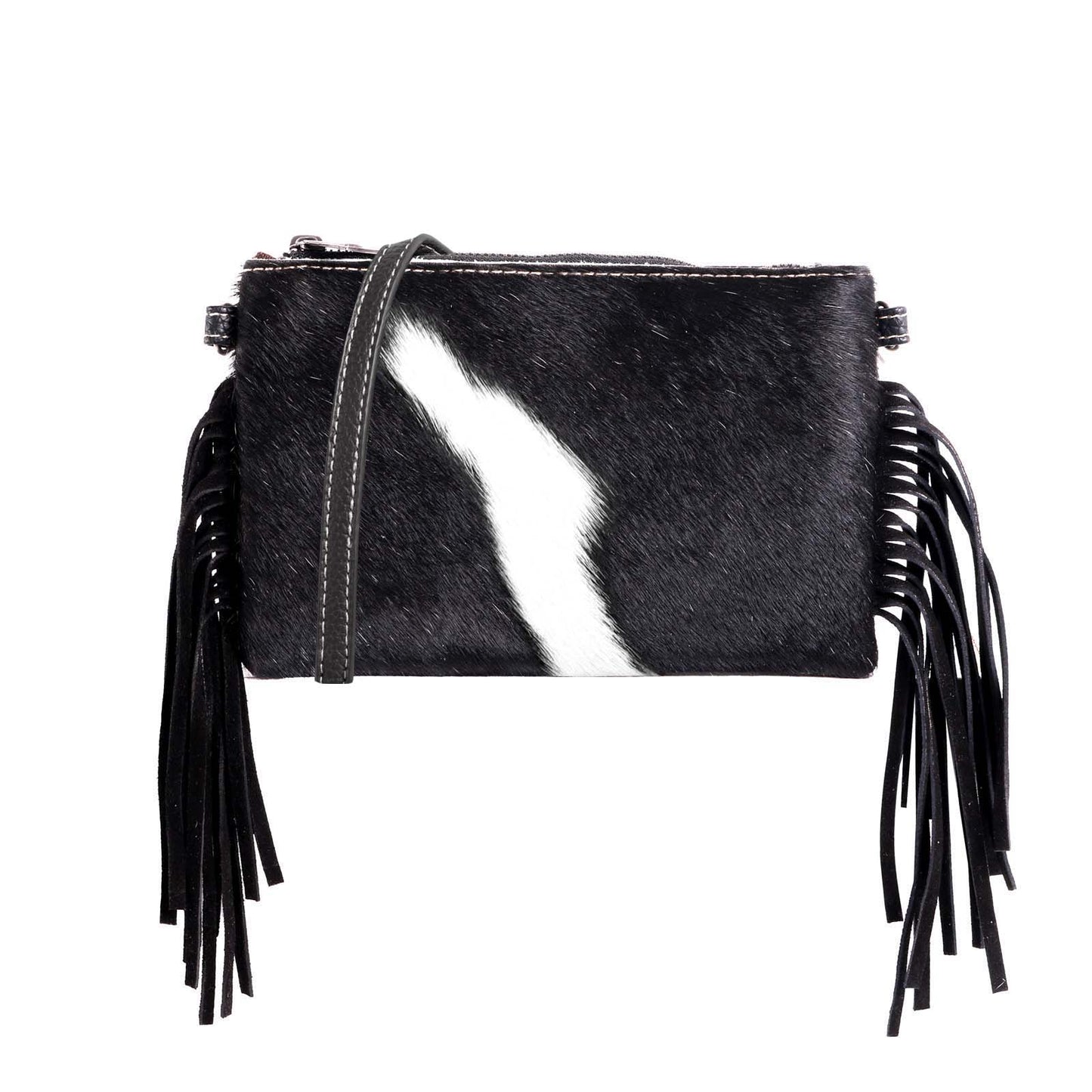 Cowhide Leather Fringe Clutch