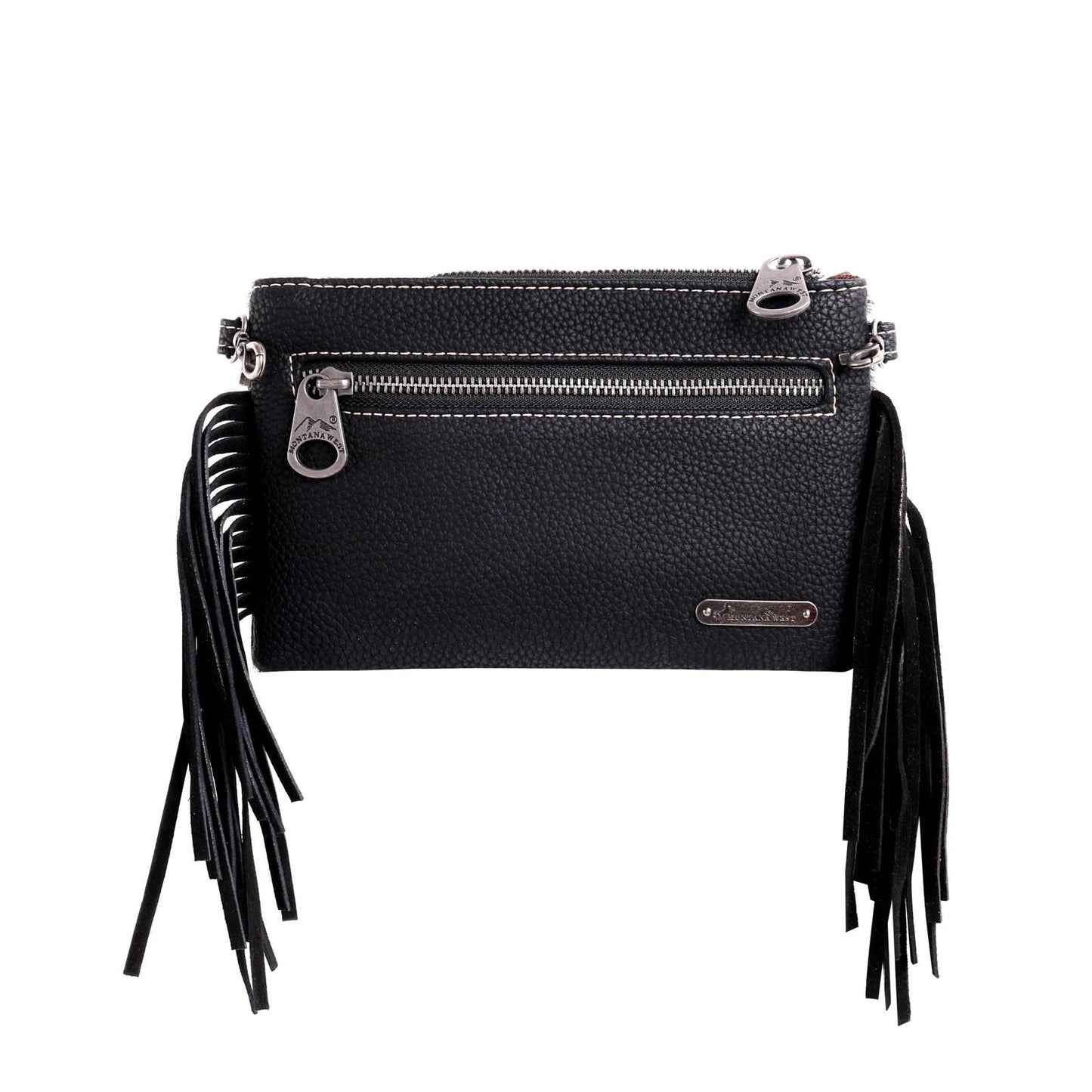 Cowhide Leather Fringe Clutch